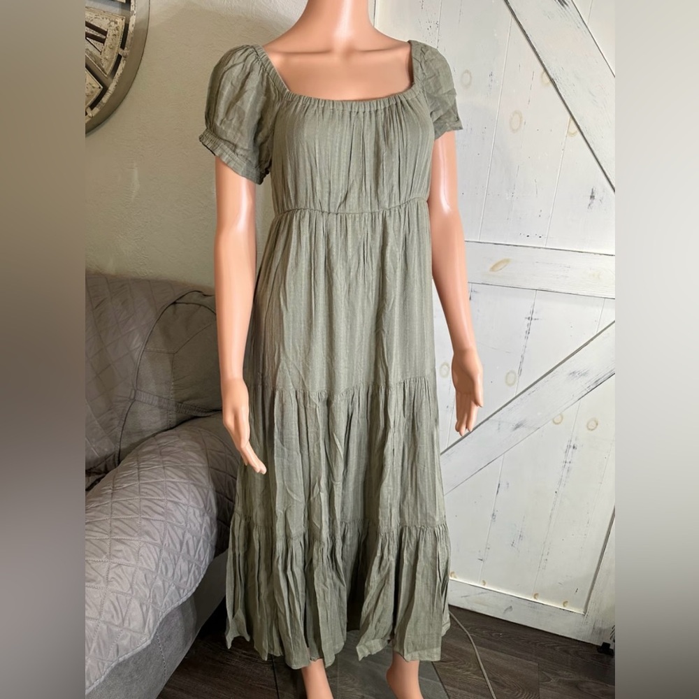 American Eagle Green A Line Maxi Dress